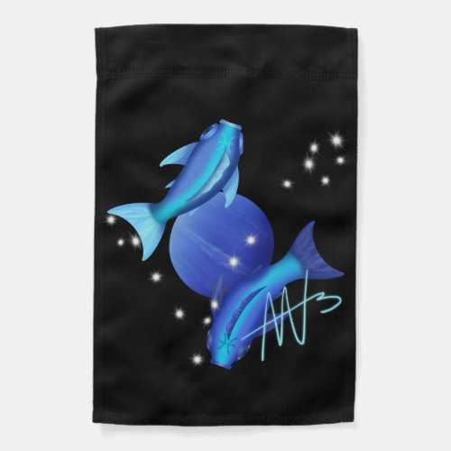 Starry Pisces Neptune Zodiac Garden Flag