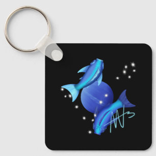 Starry Pisces Neptune Zodiac Metal Keychain