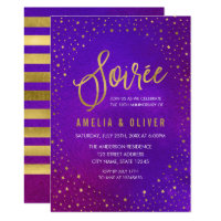 Starry Purple Any Year Soiree Anniversary Card