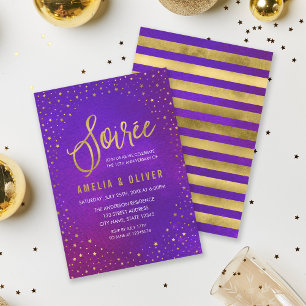 Starry Purple Any Year Soiree Anniversary Invitation