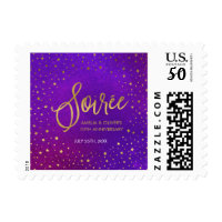 Starry Purple Any Year Wedding Anniversary Postage