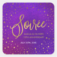 Starry Purple Any Year Wedding Anniversary Square Sticker
