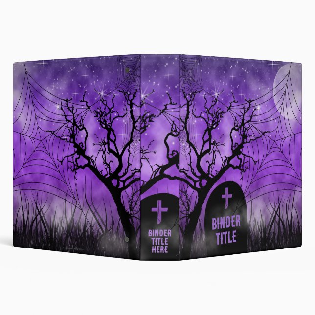 Starry Purple Ghoulish Goth Web Album Binder (Background)