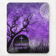Starry Purple Goth Graveyard Full Moon