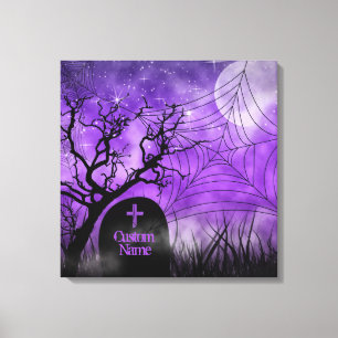 Starry Purple Goth Web Custom Wrapped Canvas