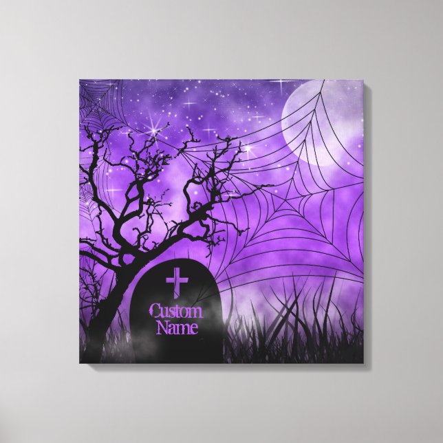 Starry Purple Goth Web Custom Wrapped Canvas (Front)