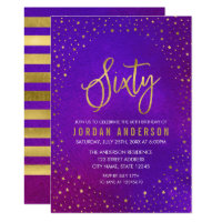 Starry Purple Watercolor 60th Birthday Invitation