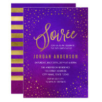 Starry Purple Watercolor Soiree Birthday Card