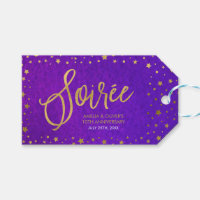 Starry Purple Watercolor Wedding Anniversary Gift Tags