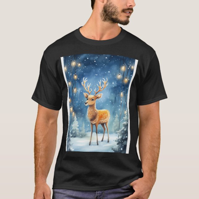 Starry Reindeer Night T-Shirt (Front)