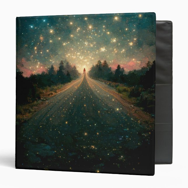 Starry Road Fantasy Landscape Sci-Fi 3 Ring Binder (Front/Inside)