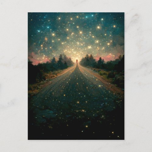 Starry Road Fantasy Landscape Sci_Fi Postcard