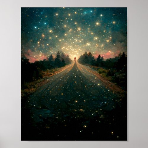 Starry Road Fantasy Landscape Sci_Fi Poster