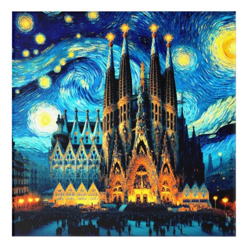 Starry Sagrada Familia Barcelona Acrylic Print