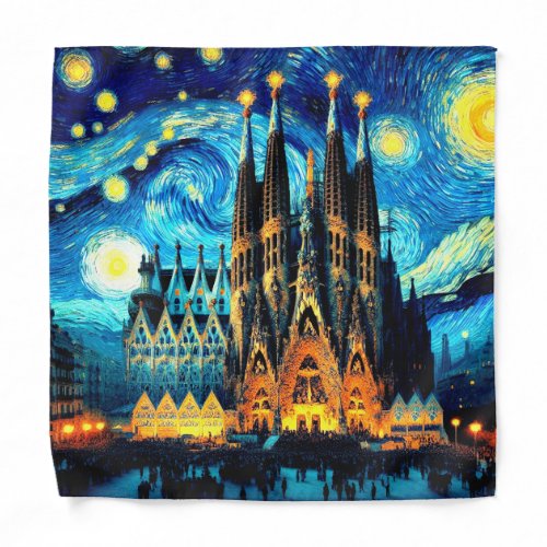 Starry Sagrada Familia Barcelona Bandana