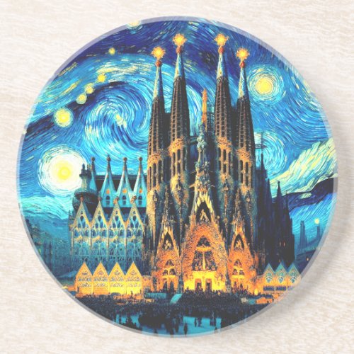 Starry Sagrada Familia Barcelona Coaster