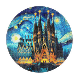 Starry Sagrada Familia Barcelona Cutting Board