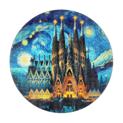 Starry Sagrada Familia Barcelona Cutting Board
