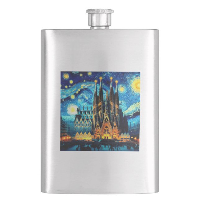 Starry Sagrada Familia Barcelona Flask (Front)
