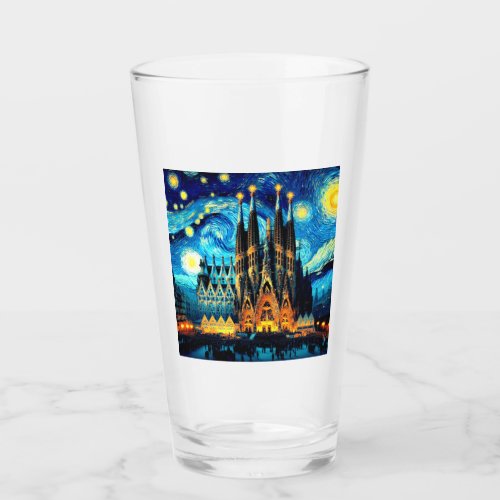 Starry Sagrada Familia Barcelona Glass
