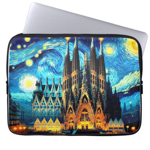 Starry Sagrada Familia Barcelona Laptop Sleeve
