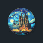 Starry Sagrada Familia Barcelona Magnet<br><div class="desc">This elegant design is a depiction of the Sagrada Familia in Barcelona in the style of Vincent Van Gogh's Starry Night.</div>