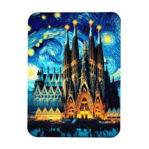Starry Sagrada Familia Barcelona Magnet