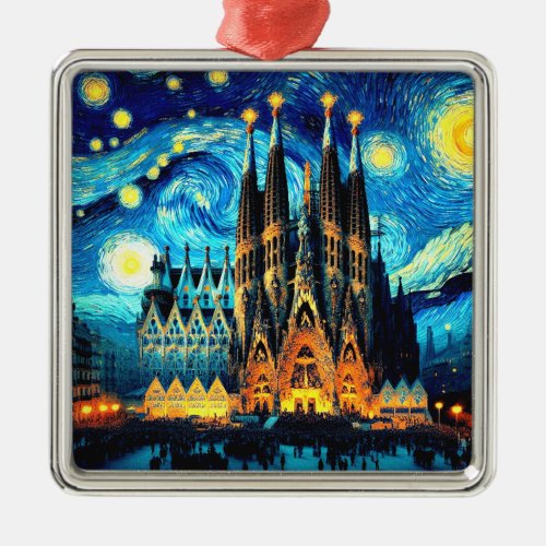 Starry Sagrada Familia Barcelona Metal Ornament