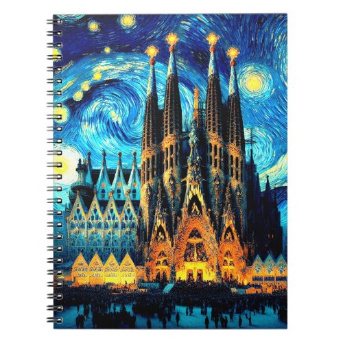 Starry Sagrada Familia Barcelona Notebook