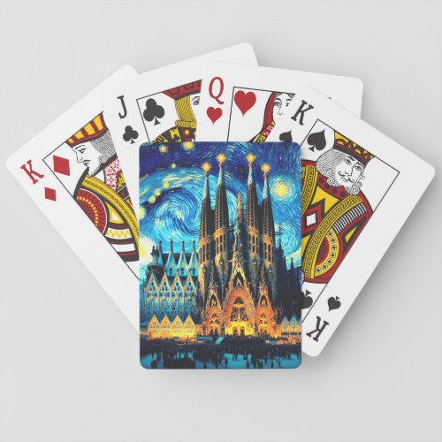 Starry Sagrada Familia Barcelona Playing Cards