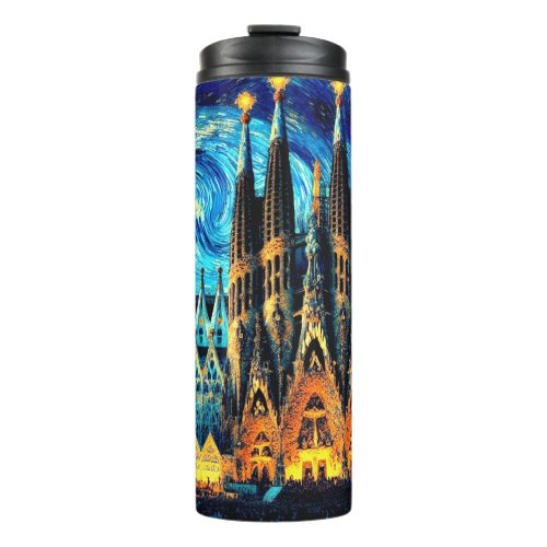 Starry Sagrada Familia Barcelona Thermal Tumbler