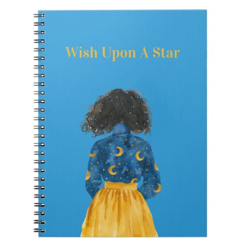 Starry Skies Moons Girl Black Hair Notebook