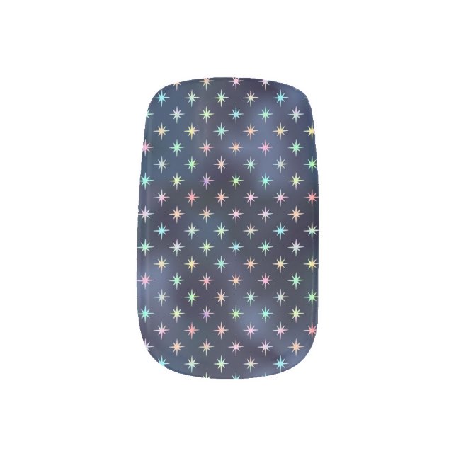 Starry Skies Navy Blue Twinkling Stars Trendy Minx Nail Art (Right Thumb)