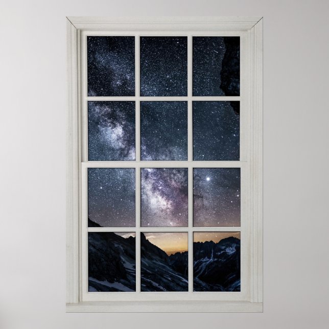 Starry Skies White Frame Window Illusion Poster (Front)