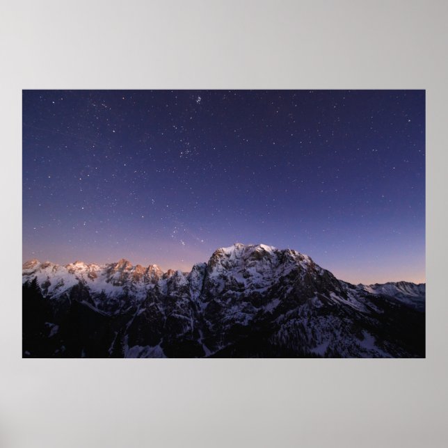 Starry sky above mountains poster (Front)
