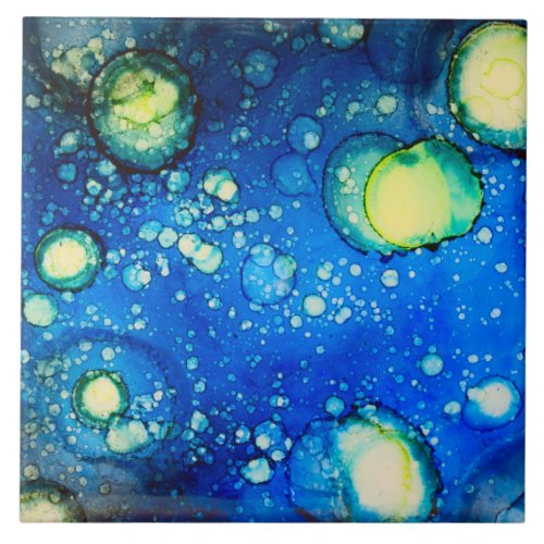 Starry Sky Alcohol Ink Painting Ceramic Tile