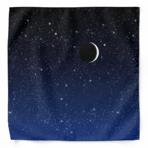 Starry Sky and Crescent Moon, Deep Blue to Black B Bandana