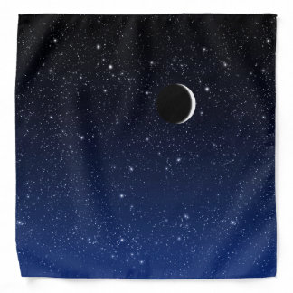 Starry Sky and Crescent Moon, Deep Blue to Black B Bandana