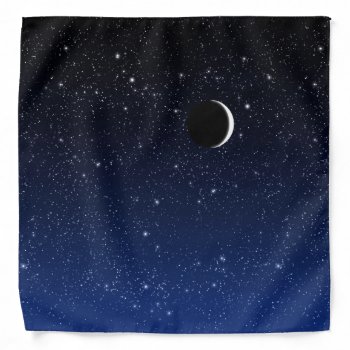 Starry Sky And Crescent Moon  Deep Blue To Black B Bandana by Under_Starry_Skies at Zazzle