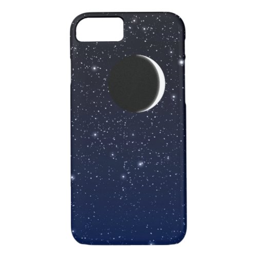 Starry Sky and Crescent Moon Deep Blue to Black iPhone 87 Case