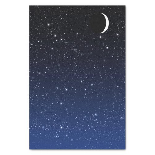 Starry Sky and Crescent Moon Deep Blue to Black Tissue Paper