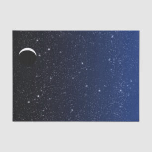 Starry Sky and Crescent Moon, Deep Blue to Black Tissue Paper