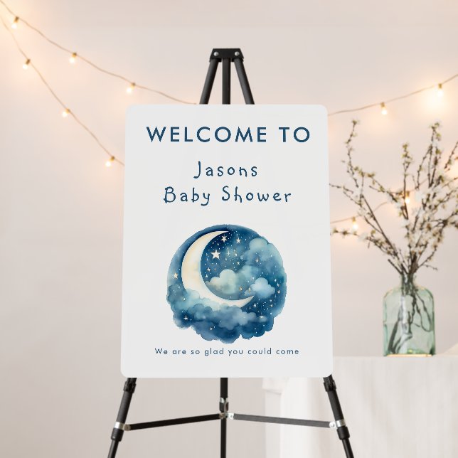 Starry sky and moon baby shower welcome foam board (In Situ (Stand))