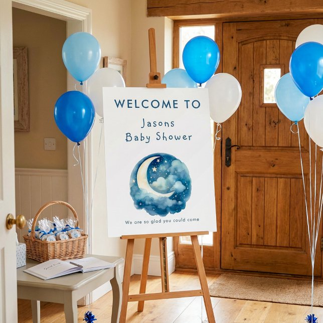 Starry sky and moon baby shower welcome foam board (Creator Uploaded)