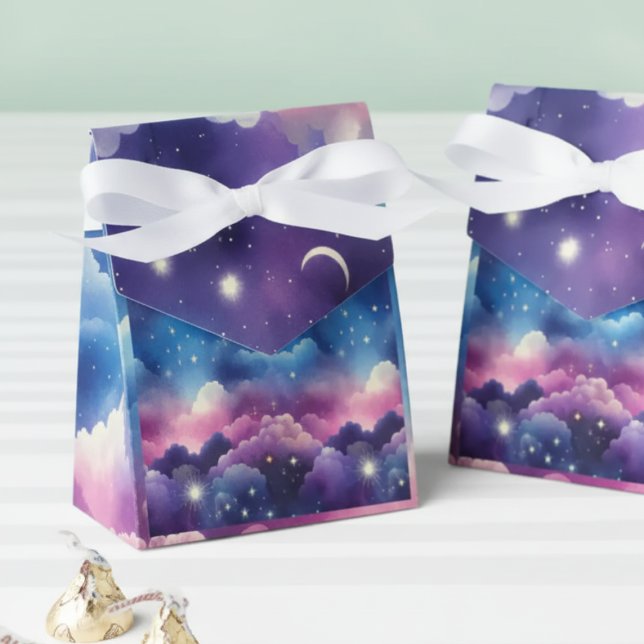 Starry Sky Baby Adoption Shower – Moon and Stars Favor Boxes (starry sky baby shower guest favor)
