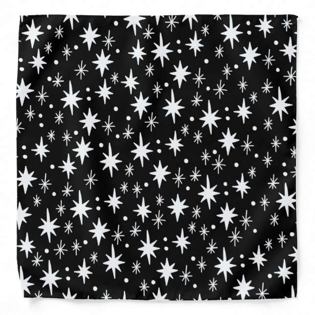 Starry Sky Black White Pattern Bandana (Front)