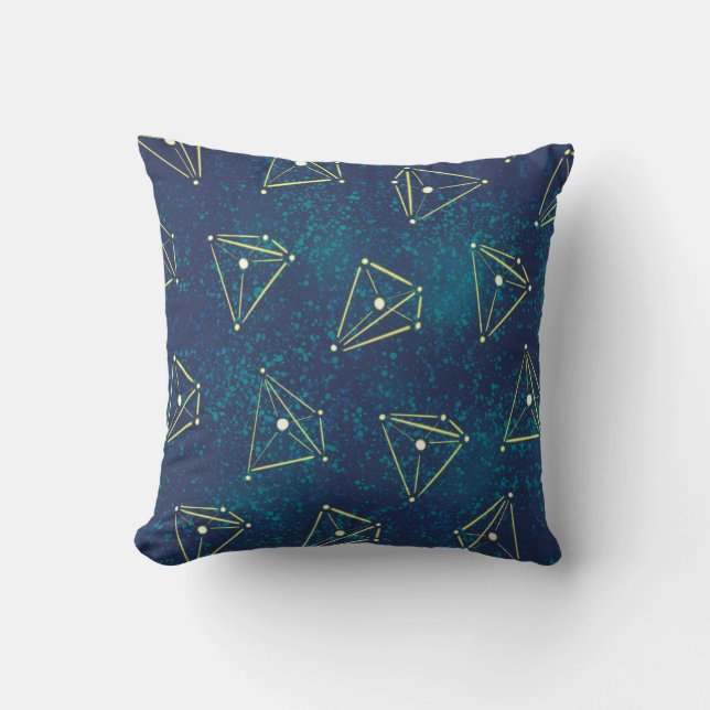 Starry Sky Chemistry Art – Molecule Constellations Throw Pillow (Front)