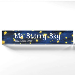 starry sky desk name plate