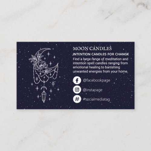 Starry Sky Floral Moon Crystal Candle Spell Business Card