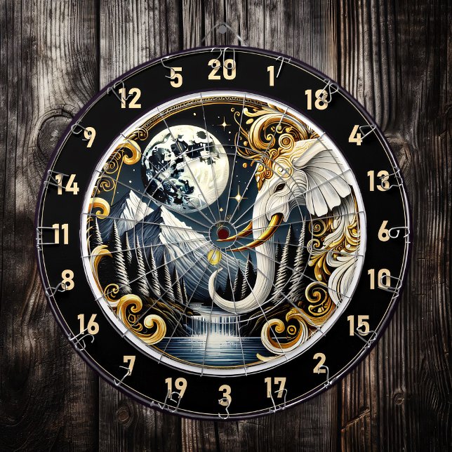 Starry Sky Frames Graceful White Elephant Dart Board (Creator Uploaded)